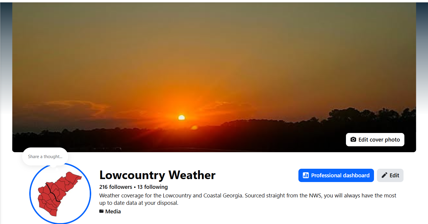 Sunset over the treeline from the LowCountry Weather cover photo